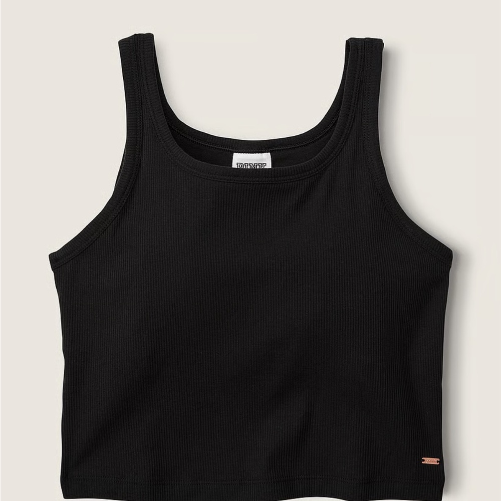Victoria's Secret PINK Black Ribbed Crop Tank Top